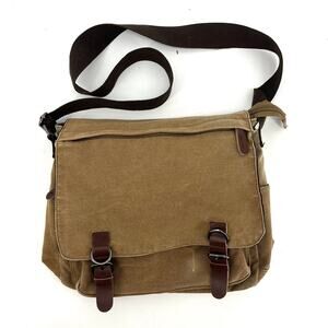 Kenox Brown Canvas Bike Messenger Bag Satchel Buckle Snap Shoulder Strap Unisex